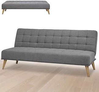 BAKAJI Divano Letto Clic Clac 3 Posti Struttura in Legno Rivestimento in Tessuto Trapuntato Imbottito Piedini Letto a Scomparsa Dimensione 180 x 86 x 81 cm (Grigio scuro)