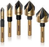 NEIKO 10218A Countersink Drill Bit Set for Wood and Metal, 1/4” Tri-Flat Shank, 5 Piece Countersink Bits, M2 High Speed Steel