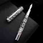 Hongdian D1 Piston Fountain Pen Fine Nib, Hollow Skeleton & Resin with Metal Case Set