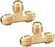 HQMPC Flare Fitting Brass Tube Tee 1/2" Flare Fitting Gas Tee 2Pcs