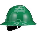 MSA 475370 V-Gard Slotted Full-Brim Hat, w/Fas-Trac III Suspension, Green