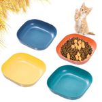 HMDZMR Cat Food Bowl Set 6 inch Shallow Cat Bowl for Relief Whisker Fatigue,Small Flat Cat Dish Shallow Pet Feeding Dish or Plate for Cats and Small Dogs (4Pcs)