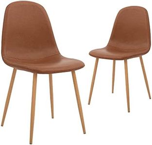 CangLong Juego de 2, Estilo Nórdico Vintage de Cuero Sintético con Patas de Metal, Sillas de Comedor para la Cocina, Sillones para el Salón, Color Marrón, Brown, Set of 2, 2 Unidades