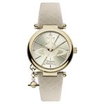 Vivienne Westwood Women's Orb Pop Quartz Analogue Display Watch with Gold Dial and Cream Leather Strap VV006GDCM