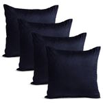 Imperial Rooms Cushions with Covers Included 45 x 45 cm (Set of 4) - Decorative Navy Blue Velvet Cushion Covers and Inserts for Sofa Bedroom with Invisible Zipper (18x18 Inches, Stripe)