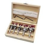 Rowiz 5Pcs 15-35mm Professional Forstner Drill Bit Set with Storage Case, High Carbon Steel Round Shank Woodworking Hole Saw Wood Cutter Auger Opener Drilling Wood Plastic Plywood