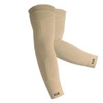 KUE Compression Arm Sleeves for Men & Women | Sports Arm Sleeves for Running, Cricket & Cycling | UV Protection Cooling Sleeves | Arm Compression Sleeve for Joint Pain Relief (Beige, S/M, 1 Pair)