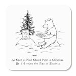 Huxters Christmas Coaster for Men and Women – Pooh and Piglet Happy Card for Holiday – Dad Mum coaster Brother SIster – Funny secret santa