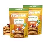 Flourish Plant-Based Protein Pancake & Waffle Mix, Gluten-Free, Dairy-Free, Nut-Free, Soy-Free, Vegan, Non-GMO, All-Natural Superfood, High Protein & Fiber, Just Add Water - Original, 430g (2 Pack)