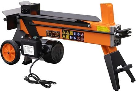 7 Ton Electric Log Splitter, Portable Hydraulic Firewood Splitting with 15Amp Motor for Home Heating & Outdoor Use, Compact Horizontal Power Wood Splitters Machine for Backyard, Garage or Cabin-Orange