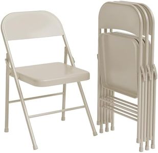 GAOMON Folding Chairs Set of 4, Foldable Chairs with Metal Frame Hold Up to 350 Pounds, Portable Beige Folding Chairs Suitable for Dining Room, Living Room, Office, Camping