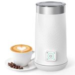 Milk Frother, 4-in-1 Electric Milk Steamer with Warm and Cold Foam Maker, Milk Heater and Warmer Hot & Cold Milk Foamer Maker for Latte Coffee Chocolate (White)