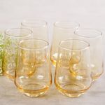 BlackCarrot Glasses Set of 6 | 390 ml Golden Water Glass, Lead Free | Ideal for Water, Juice, Mocktails, and Cocktails | Perfect for Gifting