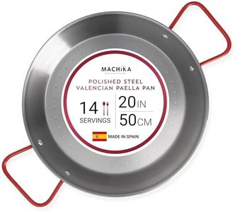 Machika Skillet Pan | Carbon Steel Paella Pan | Carbon Steel Pans for Cooking | Thin Carbon Steel Pan for Paella | Perfect for Outdoors, Camping, Restaurants, and More | 14 Servings | 20 In |