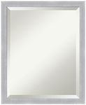 Amanti Art Wall Mirror, Grace Brushed Nickel Narrow Frame Mirror for Wall Decor or use as Bathroom Mirror for Over Sink (22 x 18 in.) Beveled Mirror, Silver Mirror, Modern Mirror from WI, USA