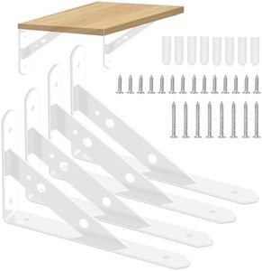 Tanstic 4 Pack 8 Inch L Shape Shelf Brackets, Heavy Duty Decorative Shelf Brackets Wall Mounted Floating Shelf Bracket, L Corner Brace Angle Brackets Shelf Support with Screws for DIY Shelving(White)