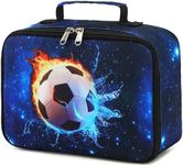 Kids Soccer Lunch Box Boys Girls Insulated Lunch Cooler Bag Reusable Lunch Tote Kit for School Travel