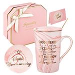 Best Friend Birthday Gifts for Women-Good Friends are Like Stars Mug-Friendship Gifts for Women Birthday Gifts Ideas for Her, Friends,Female, Sister Ceramic Marble Coffee Mug Gifts Box 14oz Pink