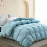 SNOWMAN White Goose Down Comforter Twin Size 100% Cotton Cover Down Proof Blue