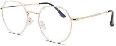Pro Acme Fashion Round Glasses Metal Clear Lens Frame Vintage Circle Fake Large Unisex Eyeglasses 53MM (N-Gold)