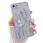 Compatible with iPhone 6/6S for Girl Woman, Floral Flower Pattern Slim Design, Protective Hard PC Back with Soft Shockproof TPU Bumper Phone Case for iPhone 6/6S (Light Purple)