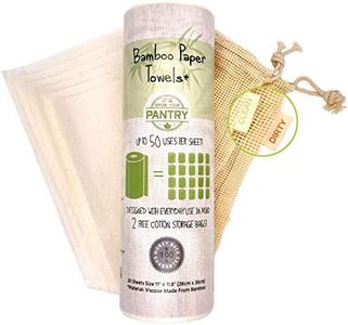 Grow Your Pantry Bamboo Paper Towels - 1 Pack Paper Towel Viscose Made from Bamboo - Washable and Reusable Paper Towel Up to 50 Uses - Comes with 2 Cotton Storage Bags