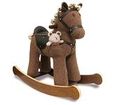 Little Bird Told Me - Chester & Fred Rocking Horse, Brown Ride On Horse Toy for 1 Year Old and Toddlers, Soft Horse Toy with Wooden Rockers, leatherette saddle & bridle, for Girls & Boys