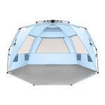 Easthills Outdoors Easy Up 4 Person Beach Tent Sun Shelter Deluxe XL - Extended Zippered Porch Included