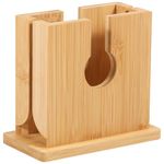 Bamboo Bagel Slicer and Holder, Bagel Cutting Guide for Large and Small Bagels, Safe Manual Bread Cutter Stand for English Muffins, Donuts, Minimalist Kitchen Breakfast Tool, 5.9x5.3x3 in