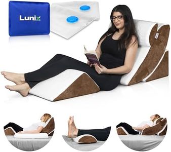 Lunix LX5 4pcs Orthopedic Bed Wedge Pillow Set, Post Surgery Memory Foam for Back, Neck and Leg Pain Relief, Sitting Pillow, Comfortable and Adjustable Pillows Acid Reflux and GERD for Sleeping Brown