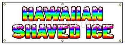 72" HAWAIIAN SHAVED ICE BANNER SIGN hawaian cart stand icee icy signs