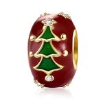 Christmas Tree Charm for Pandora Charm Bracelets Red Green Enamel Sterling Silver