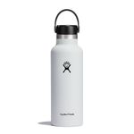 HYDRO FLASK - Water Bottle 532 ml (18 oz) - Vacuum Insulated Stainless Steel Water Bottle with Leak Proof Flex Cap and Powder Coat - BPA-Free - Standard Mouth - White