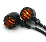 TASWK Motorcycle Black Heavy Duty Motorcycle Turn Signals Bulb Indicators Blinkers Lights a Pair Amber Lamp