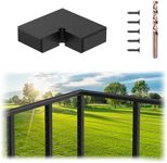 PLANTOP Flat Handrail Corner Connectors, 90 Drgree Black Handrail Accessories with Screws, High Strength POM Deck Stair Cable Railing Handrail Connector, MY02-C