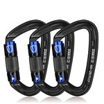 BEIFENG Auto Locking Carabiner 25KN Professional Rock Climbing Carabiner Obtained UIAA Certification Heavy Duty Carabiners Suitable for Rock Climbing, Camping, Rappelling, Rescue Black