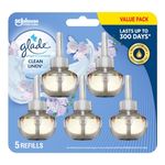 Glade PlugIns Air Freshener Refill, Scented and Essential Oils for Bathroom and Home Fragrance, Clean Linen, 5 Count