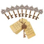 Aotoer 50Pcs Antique Key Bottle Opener Wedding Favors, Vintage Skeleton Key Bottle Opener Wedding Party Favor Souvenir Gift for Guests with Escort Card Tag and Key Chains