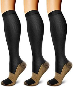 Copper Compression Socks (3 Pairs), 15-20 mmhg is BEST Athletic & Medical for Men & Women, Running, Flight, Travel, Nurses - Boost Performance, Blood Circulation & Recovery (Large/X-Large, Black)