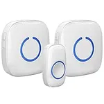 SadoTech Wireless Doorbells for Home, Apartments, Businesses, Classrooms, etc. - 1 Door Bell Ringer & 2 Plug-In Chime Receiver, Battery Operated, Easy-to-Use, Wireless Doorbell w/LED Flash, White