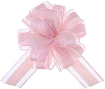 12 Pieces Pull Bow Wrapping Pull Bow Ribbon Pull Bows for Wedding Baskets,6 Inches Diameter Gift Bows, Large Bows for Presents. (Light Pink)