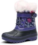 DREAM PAIRS Girls Boys Snow Boots Waterproof Outdoor Warm Cozy Anti-Slip Mid Calf Faux Fur Lining Winter Shoes for Little/Big Kids,Size 11 Little Kid,Purple/Fuchsia,KRIVER-3