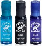 Beverly Hills Polo Club Body Spray Collection 3 Piece Set With Different Fragrances: Blue (3fl oz), Active (3fl oz), and Sexy (3fl oz)