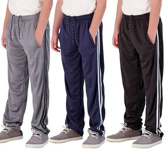 3 Pack: Boys Active Mesh Sweatpants Track Pant Basketball Athletic Fashion Teen Pants Soccer Casual Girls Lounge Open Bottom Running Boy Track Kids Pockets Gym Activewear Training -Set 5,S(8)