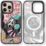 Rosarnnah Magnetic for iPhone 16 Pro Max Magsafe Case Cute - Durable Shockproof 6.6 ft Drop Impact Phone Case - Black Funny Scream Skeleton Halloween Horror Design for iPhone 16 Pro Max 6.9"