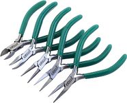 Exeton Jewelry Pliers, Exeton Set of 5 Professional Jewelry Making Pliers Tools Craft Pliers Set Wire Wrapping Tools for Jewelry Making (Green, 12cm)