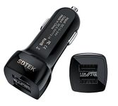 SDTEK Black Dual USB Car Charger [Fast Charge] 2.1A for iPhone 7, 6 / 6s, Plus, 5 SE 5s, Samsung Galaxy A3 A5 J3 J5 2016 2017, Huawei, Sony Xperia, iPad Air, Pro, Mini and More