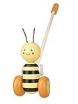 Honey Bee Push Along Toy - Animal Push and Pull Along Toys for 1 Year Olds, Wooden Toys - Toddler Toys, 1st Birthday Gifts For Boy and Girl - Early Development & Activity Toys by Orange Tree Toys