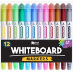 Smart Panda 12 Whiteboard Pens Dual Tip, Thin White Board Markers Erasable, Broad and Fine – Dry Erase Marker Pens, Colour Dry Wipe Markers