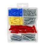 T.K.Excellent Plastic Self Drilling Drywall Ribbed Anchors with Screws Assortment Kit,100 Pieces